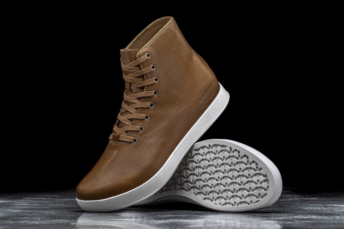 Nobull High-Top Leather Men's Trainers Brown | Australia (BJ6429)